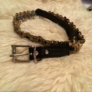 Belt with gold lace up accent